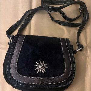 Traditional Black Leather purse to wear w/ Dirndl
